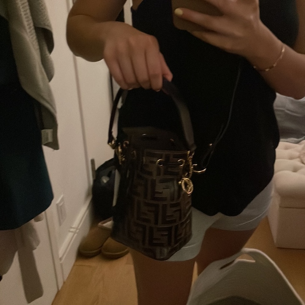 Fendi Brown and Black Monogram Mini Bucket Bag - Picture 7 of 7